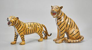 Two Chinese Metal Tigers