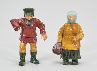 Two Old Faberge-Style Russian Hardstone Figures