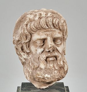 Greek- or Roman-Style Stone Sculpture of a Head
