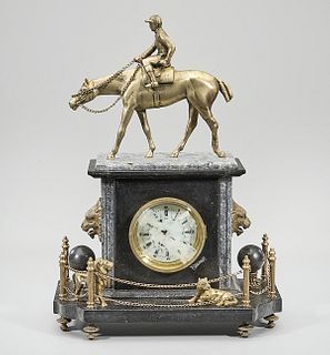 Decorative Stone and Metal Mantel Clock
