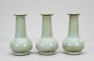 Group of Three Chinese Ru Ware Porcelain Vases