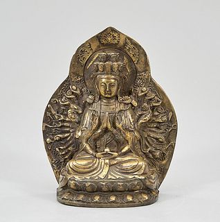 Southeast Asian Gilt Bronze Seated Thousand-Armed Buddha