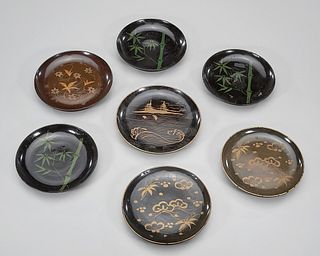 Group of Seven Japanese Lacquer Plates