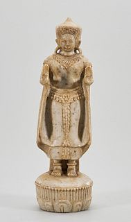 Southeast Asian Stone Standing Buddhist Figure