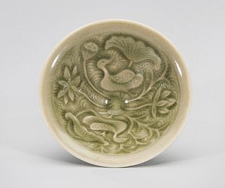 Chinese Olive Green Glazed Porcelain Bowl