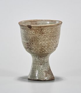 Korean Celadon Glazed Stem Cup