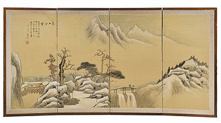Chinese Four Panel Silk Screen