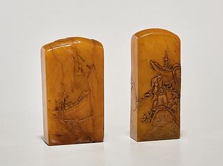 Two Chinese Carved Shoushan Seals  