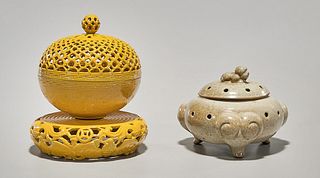 Two Chinese Porcelain Covered Censers