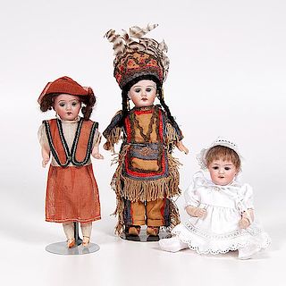 Small German Bisque Head Dolls  