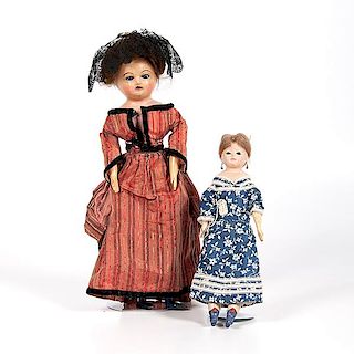German Wax over Papier Maché Dolls 
