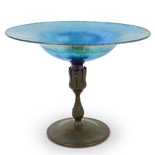Tiffany Studios Bronze & Favrile Glass Compote