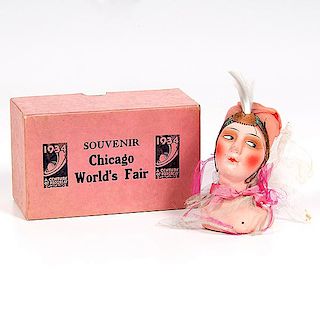 1934 Chicago World's Fair Souvenir Flapper Doll Head 