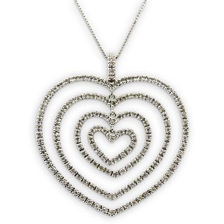 18k Gold and Diamond Heart Pendant Necklace