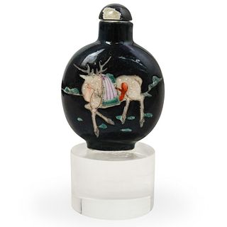 19th Cent. Chinese Famille Noire Porcelain Snuff Bottle