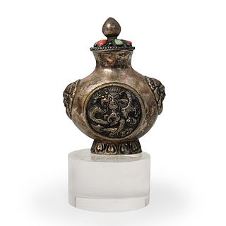 19th Cent. Mongolian Silver Snuff Bottle