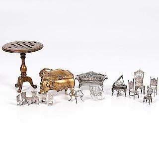 Victorian Miniature Silver Furniture, Plus 