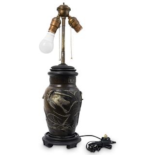 Antique Chinese Bronze Vase Lamp