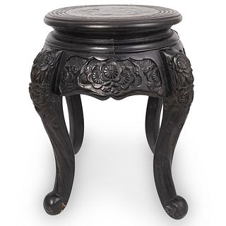 Japanese Carved Lacquered Wood Stool