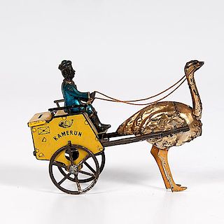 Lehmann Kamerun Ostrich Cart Windup Toy 