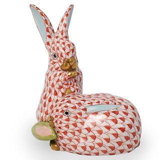 Herend Porcelain Fishnet Rabbits