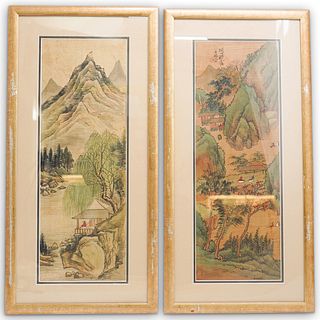 (2 Pc) Framed Chinese Paintings on Silk