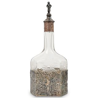 Silver Mounted Figural Glass Decanter