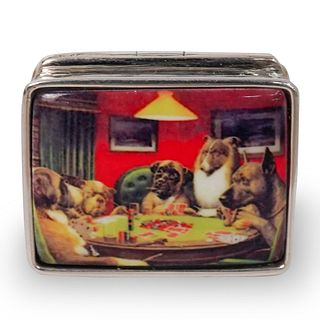 Sterling Silver "Dogs Playing Poker" Pill Box