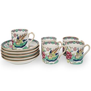 (10 Pc) Staffordshire Porcelain "Rock Bird" Tea Set