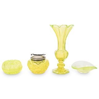 (4 Pc) Yellow Green Crystal Grouping