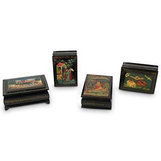 (4 Pc) Russian Lacquered Boxes