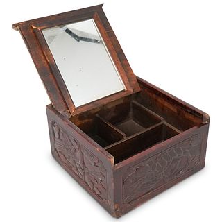 Chinese Carved Lacquered Wood Jewelry box