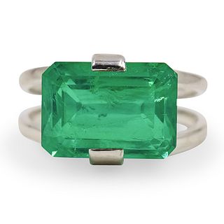 Emerald Crystal Doublet Silver Ring