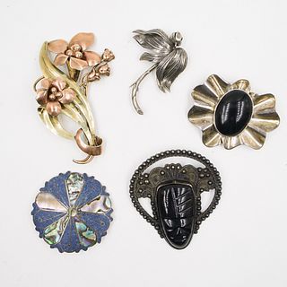 (5 Pc) Sterling Brooch Collection
