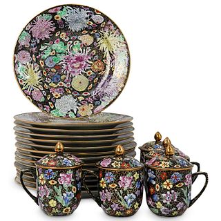 (19 Pc) Chinese Porcelain Enamel Set