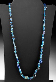 Strand of Roman Glass Beads - Blue Hues