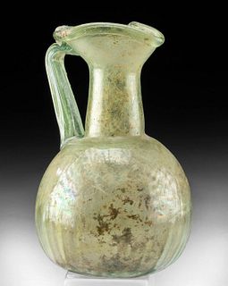 Roman Glass Oinochoe w/ Fine Ribs