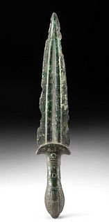 Luristan Bronze Dagger Ornate Handle w/ Snakes