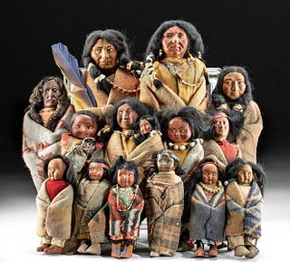 14 Vintage Native American Dolls - 6 Skookum