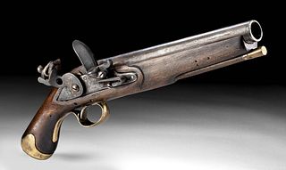 18th C. English Wood / Brass Flintlock Pistol