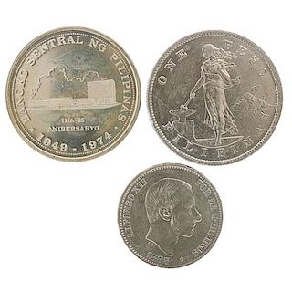 COINS OF FIJI, POLYNESIA, PHILIPPINES AND MALAYA