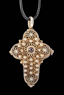 Antique European Silver Cross Reliquary Pendant
