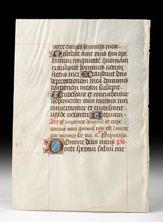 15th C. Illuminated Vellum Page - Book of Hours