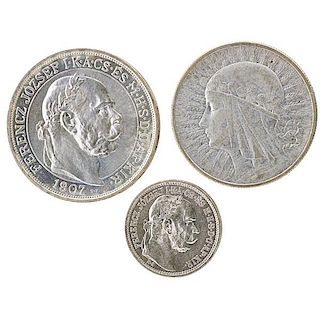 COINS OF HUNGARY, POLAND AND CZECHOSLOVAKIA