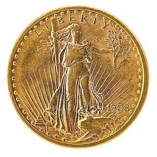 U.S. 1908 ST. GAUDENS $20.00 GOLD COIN