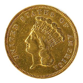 U.S. 1856-S $3.00 GOLD COIN