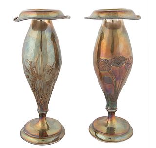 PAIR OF FLORAL SILVER CANDLEHOLDERS, GORHAM, PROVIDENCE, RHODE ISLAND, 1879