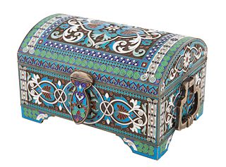 A RUSSIAN SILVER AND CLOISONNE ENAMEL BOX, LATE 20TH CENTURY