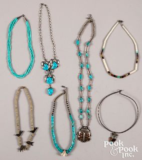 Seven Native American Indian necklaces