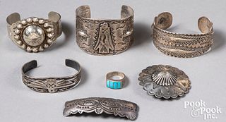 Group of Native American Indian silver jewelry